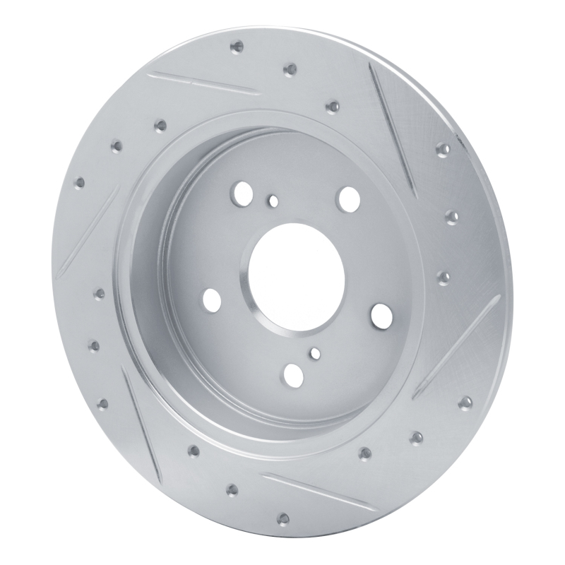 Lexus ES350 Brake Rotor (1) - Rear Left - R1 Concepts - Drilled & Slotted - Silver - `15-`25